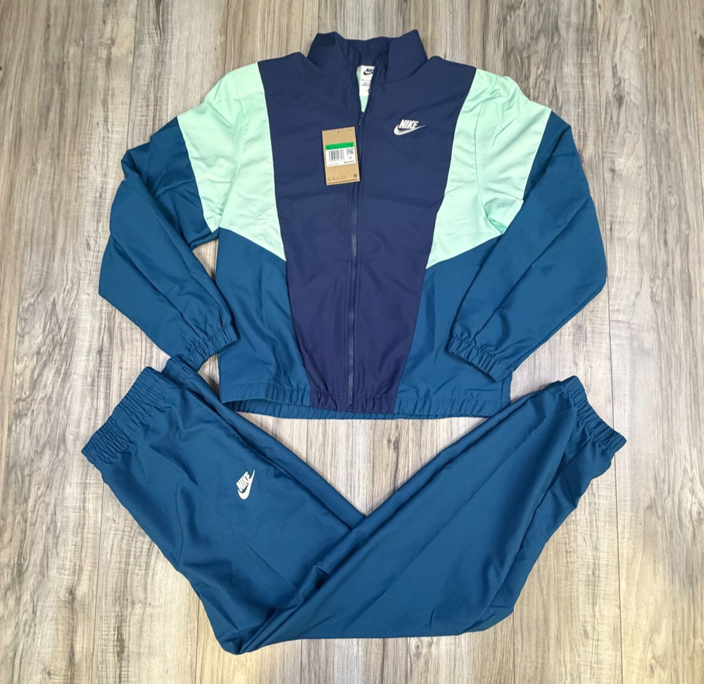Nike Kids Sport Casual Woven Tracksuit Set Navy Mint Teal Jacket Pants HQ9314 XL
